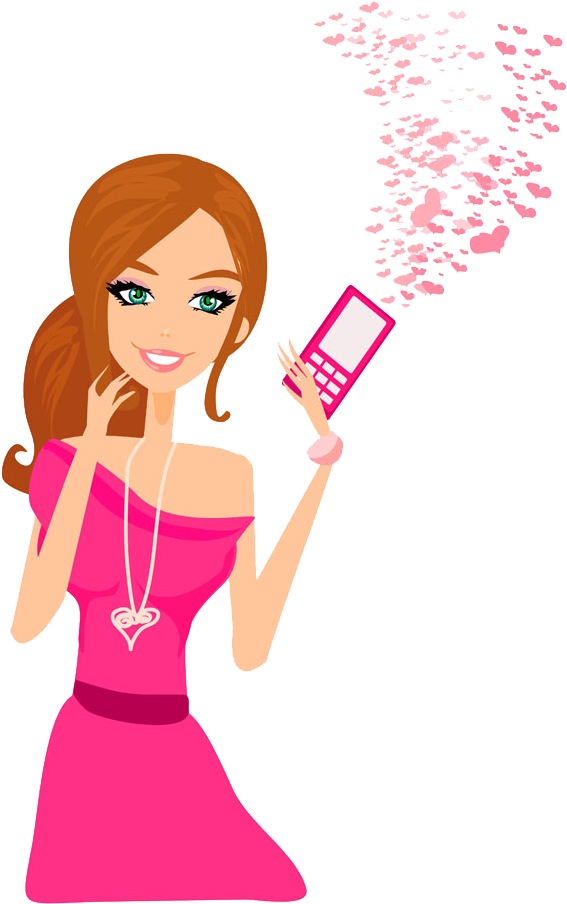 Mobile Using Girl Young Phone Transparent PNG Image