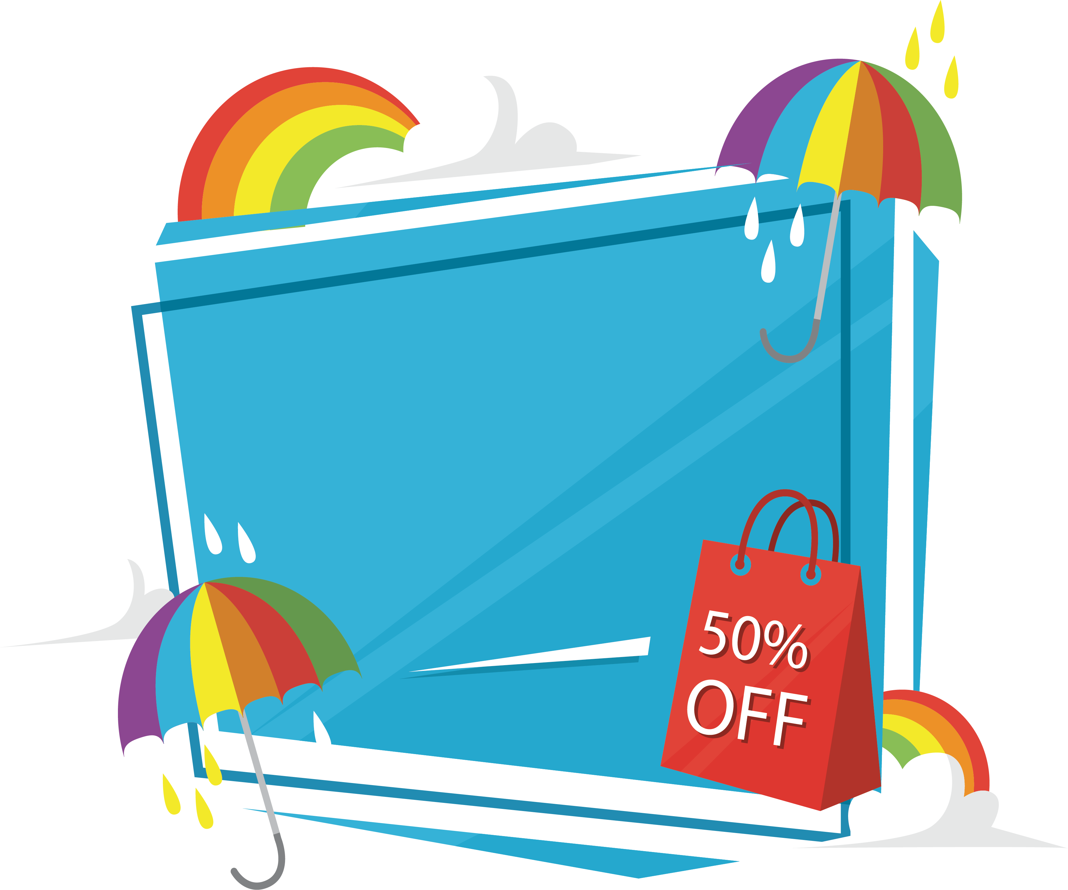 Rainbow Graphic Umbrella Poster Discount Design Transparent PNG Image