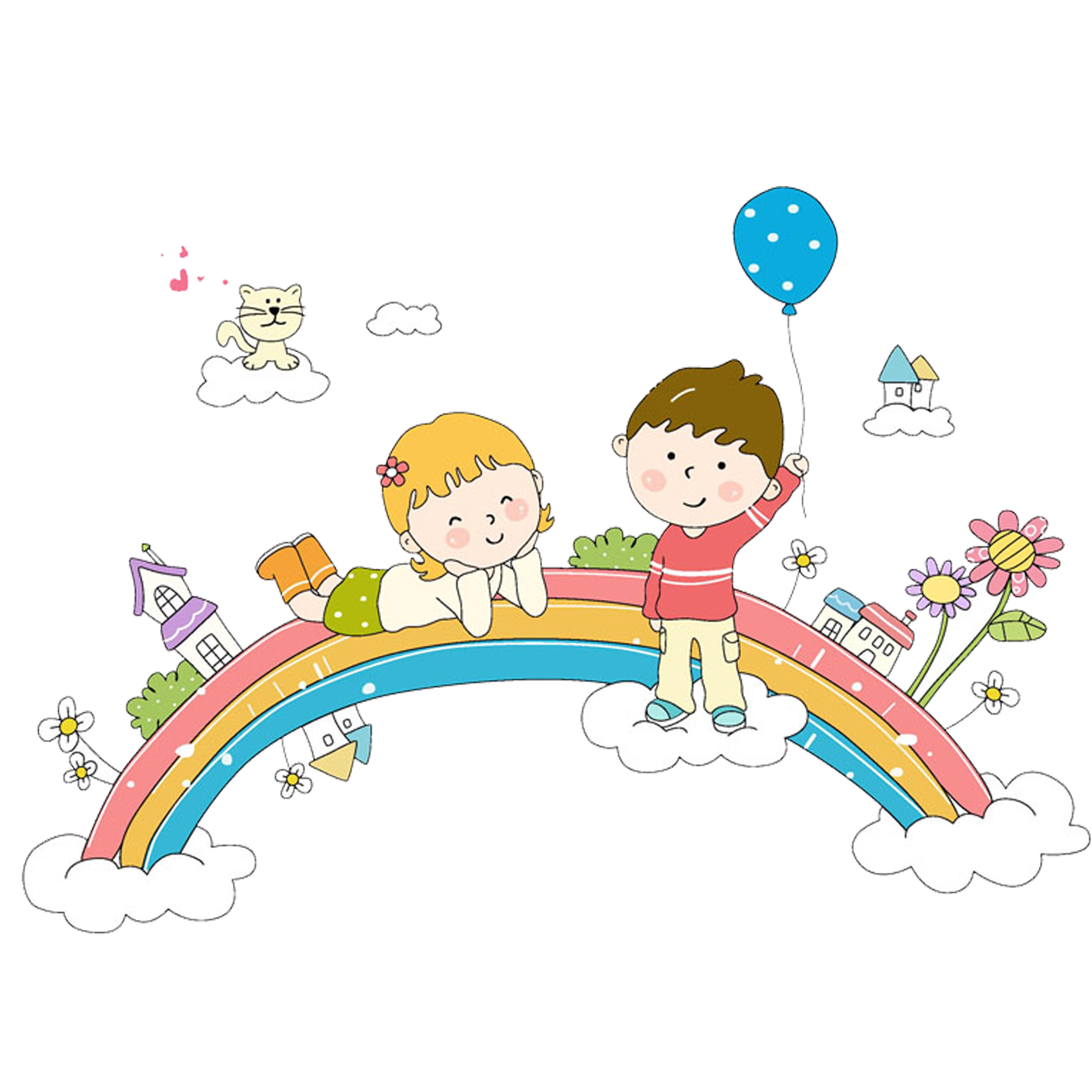 Rainbow Information Whiteboard Child Cartoon Interactive Transparent PNG Image