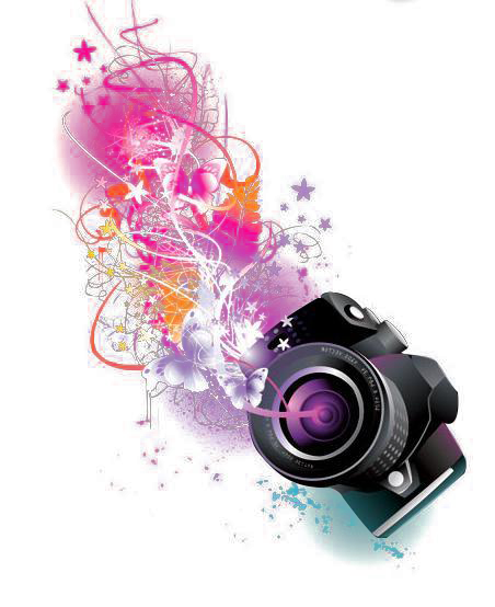 Pink Graphic Purple Text Lens Camera Design Transparent PNG Image