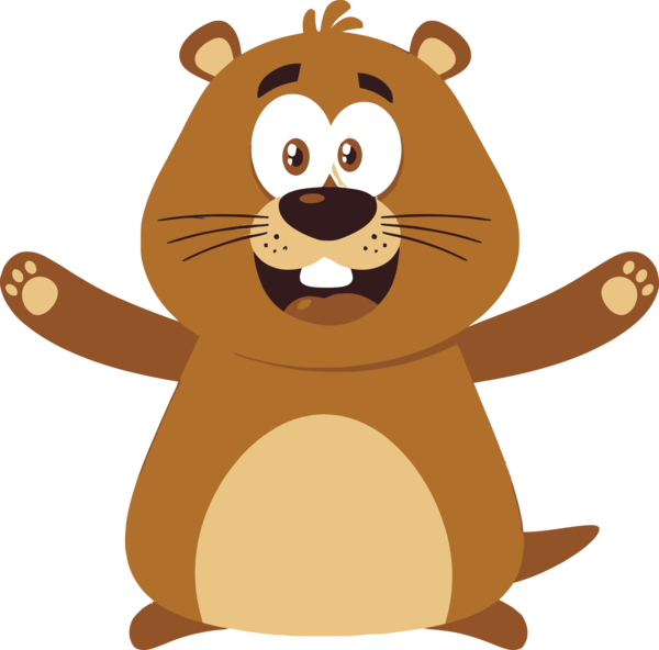 Groundhog Day Cartoon Beaver For Ball Drop Transparent PNG Image