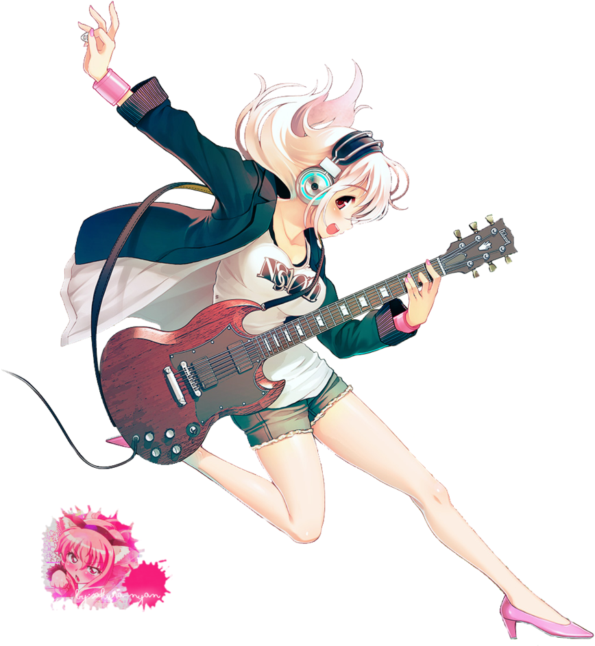 Guitar Girl Anime Free HD Image Transparent PNG Image