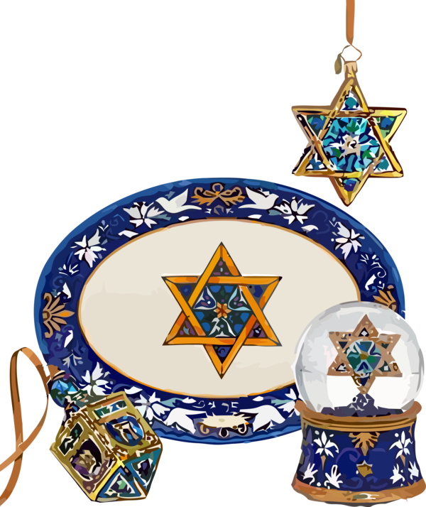 Hanukkah Porcelain Blue And White Dinnerware Set For Happy Decoration Transparent PNG Image