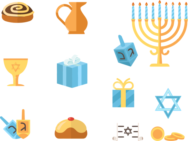 Hanukkah Yellow Line Icon For Happy Eve Party Transparent PNG Image