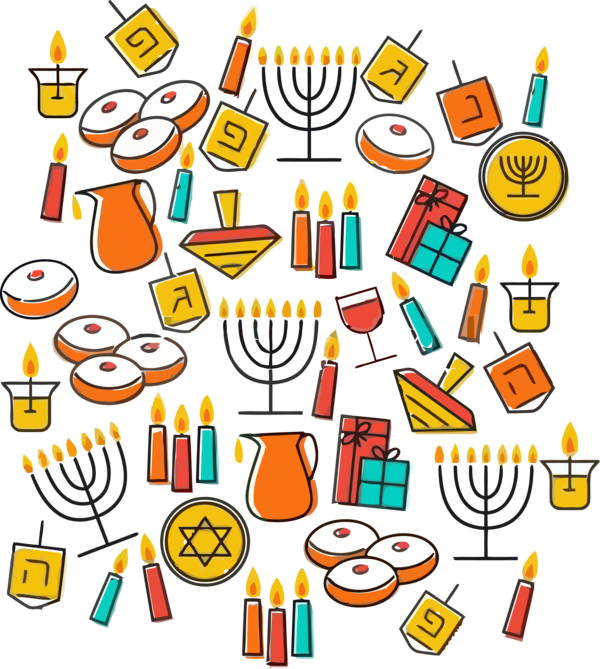 Hanukkah Orange Design Line For Happy Around The World Transparent PNG Image