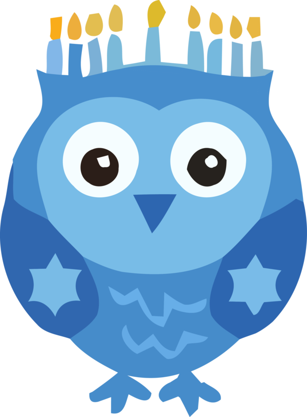 Hanukkah Owl Cartoon Bird Of Prey For Happy Colors Transparent PNG Image