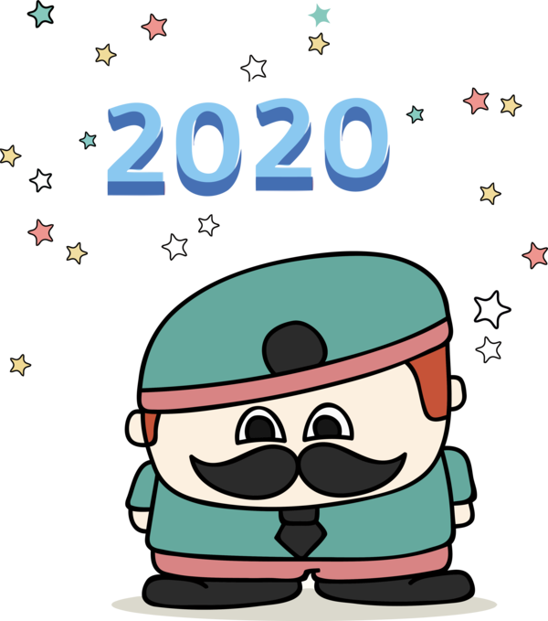 New Year Cartoon Font For Happy 2020 around the world Transparent PNG Image