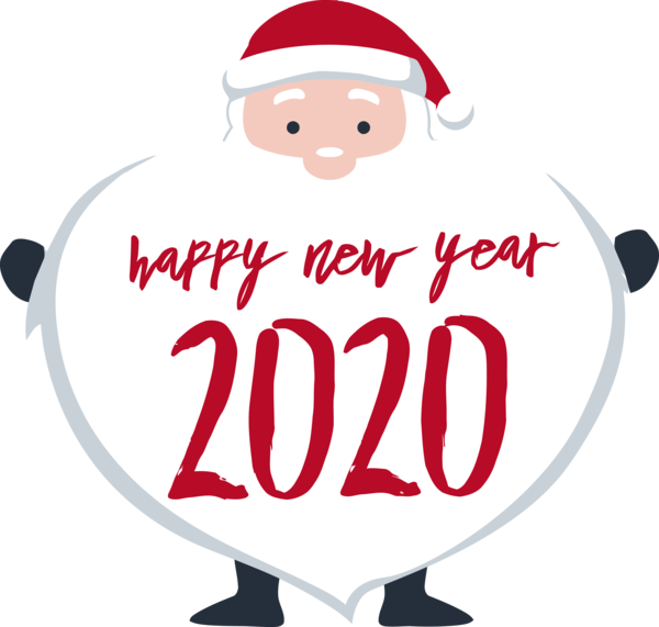 New Year Cartoon Santa Claus Font For Happy 2020 Day Transparent PNG Image