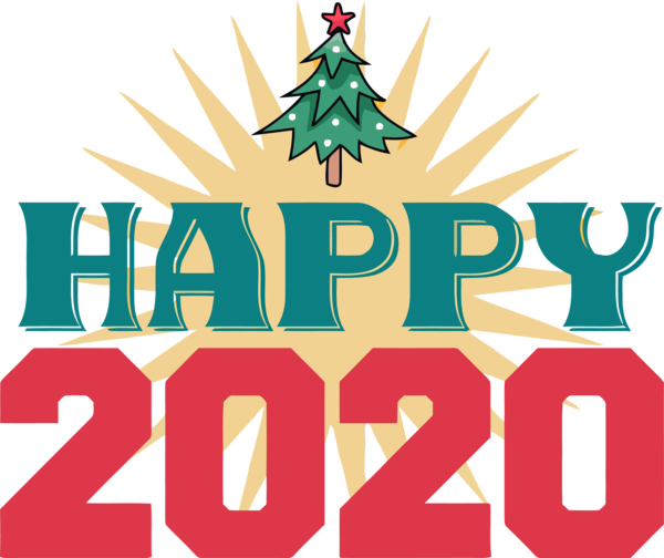 New Year 2020 Christmas Eve Tree For Happy Eve Party Transparent PNG Image