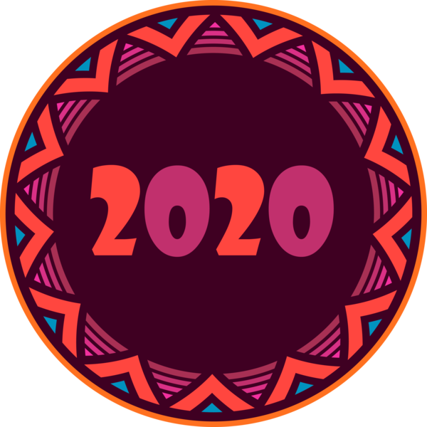 New Year Circle Sticker Logo For Happy 2020 Games Transparent PNG Image