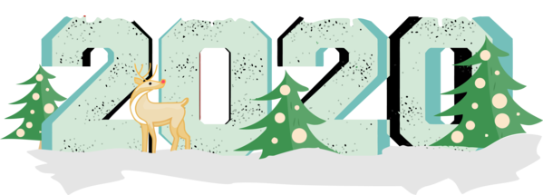 New Years 2020 Deer Font Wildlife For Happy Year Lyrics Transparent PNG Image