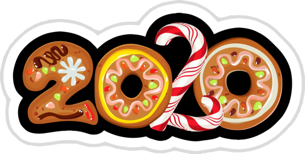 New Year Doughnut Pastry Font For Happy 2020 Holiday Transparent PNG Image