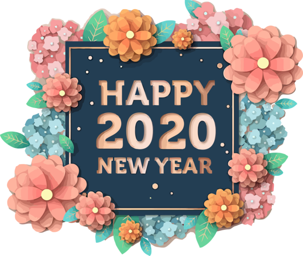 New Year Flower Floral Design Plant For Happy 2020 Background Transparent PNG Image