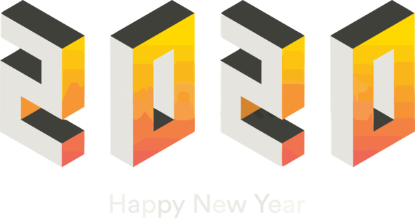 New Year 2020 Font Orange Text For Happy Holiday Transparent PNG Image