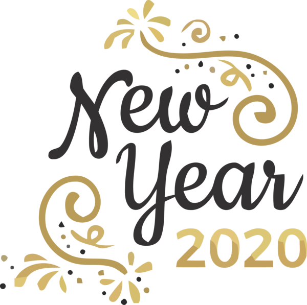 New Year Font Text Calligraphy For Happy 2020 Goals Transparent PNG Image