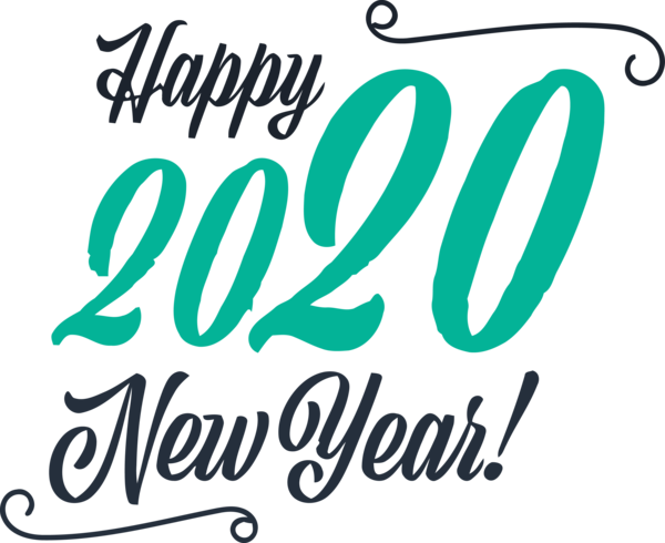 New Year Font Text Calligraphy For Happy 2020 Activities Transparent PNG Image