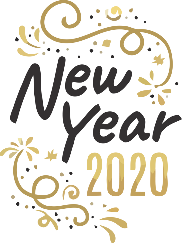 New Year Font Text Calligraphy For Happy 2020 Greeting Cards Transparent PNG Image