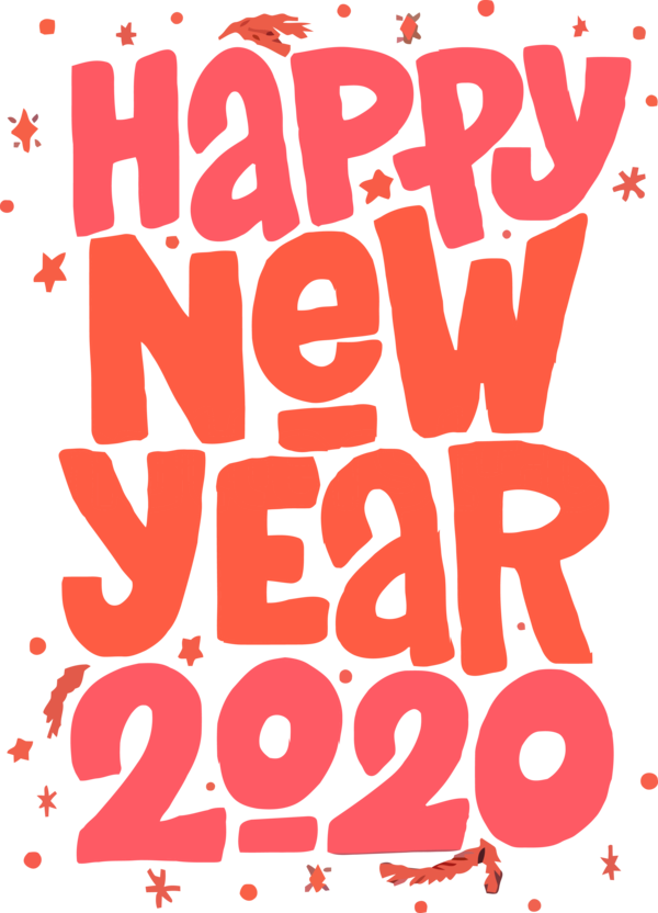 New Year 2020 Font Text For Happy Fireworks Transparent PNG Image