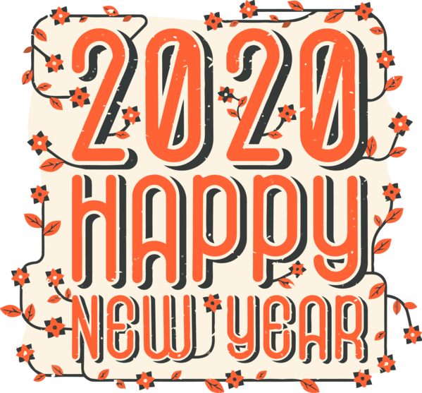 New Year Font Text For Happy 2020 Ecards Transparent PNG Image