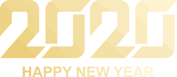 New Years 2020 Font Text Yellow For Happy Year Cake Transparent PNG Image