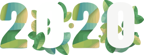 New Years 2020 Green Font Symbol For Happy Year Eve Transparent PNG Image