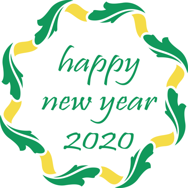 New Year Green Text Font For Happy 2020 Fireworks Transparent PNG Image