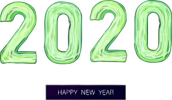 New Years 2020 Green Text Font For Happy Year Destinations Transparent PNG Image