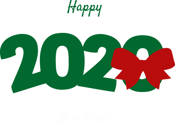 New Year Green Text Font For Happy 2020 Day 2020 Transparent PNG Image