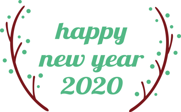 New Year Green Text Font For Happy 2020 Carol Transparent PNG Image