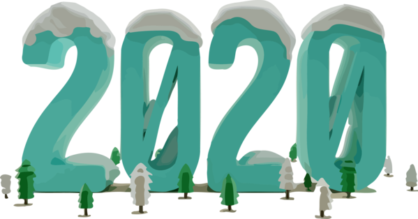 New Years 2020 Green Text Font For Happy Year Drawing Transparent PNG Image