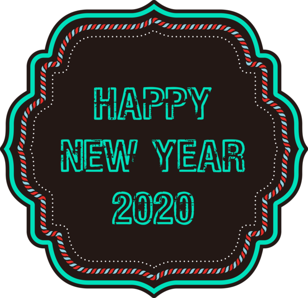 New Year Label For Happy 2020 Celebration Transparent PNG Image