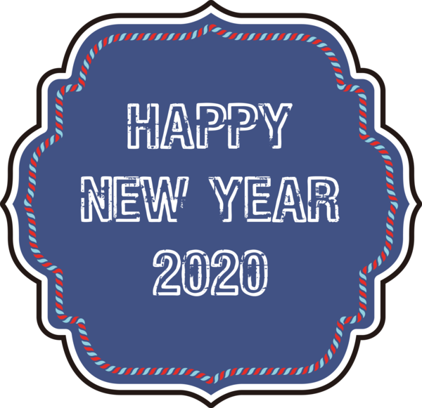 New Year Label For Happy 2020 Themes Transparent PNG Image