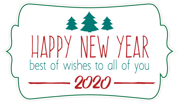 New Year 2020 Line Christmas Eve For Happy Gifts Transparent PNG Image