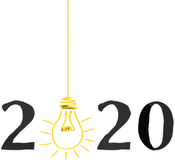 New Year 2020 Line Font Logo For Happy Eve Party 2020 Transparent PNG Image