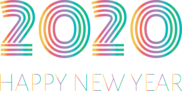 New Year 2020 Line Text Font For Happy Activities Transparent PNG Image