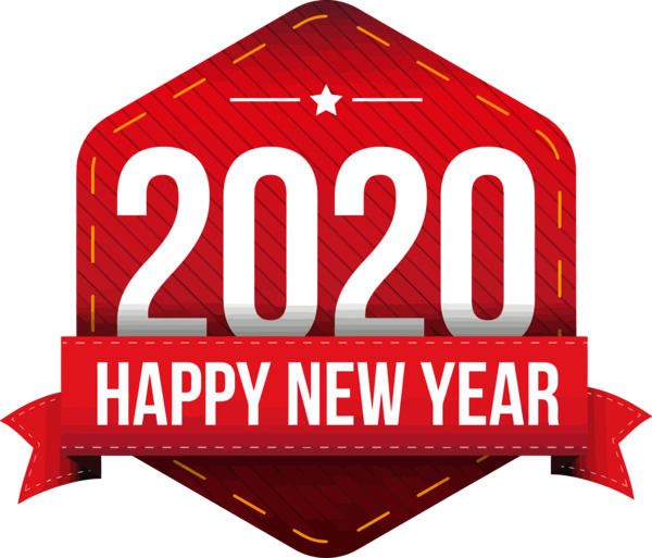 New Year 2020 Logo Font Signage For Happy Gifts Transparent PNG Image