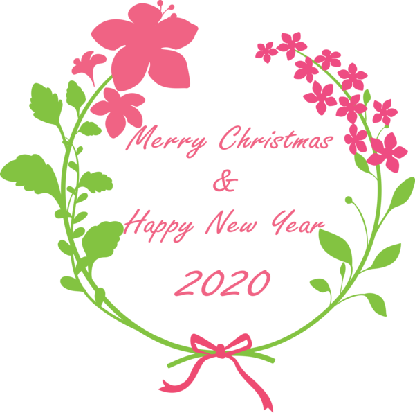 New Year Pink Flower Plant For Happy 2020 Eve Party 2020 Transparent PNG Image