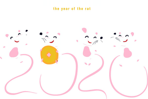 New Year 2020 Pink Text Heart For Happy Fireworks Transparent PNG Image