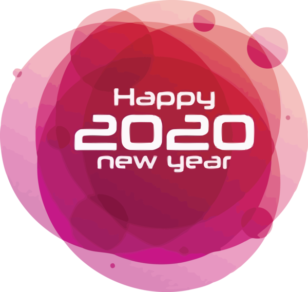 New Year Pink Text Logo For Happy 2020 Carol Transparent PNG Image