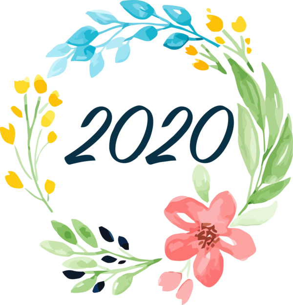 New Year Plant Flower Greeting For Happy 2020 Greeting Cards Transparent PNG Image