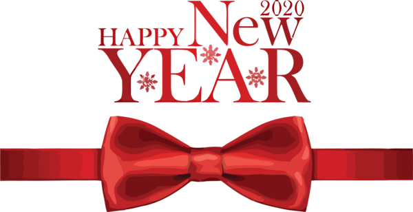 New Year Red Bow Tie Ribbon For Happy 2020 Day 2020 Transparent PNG Image