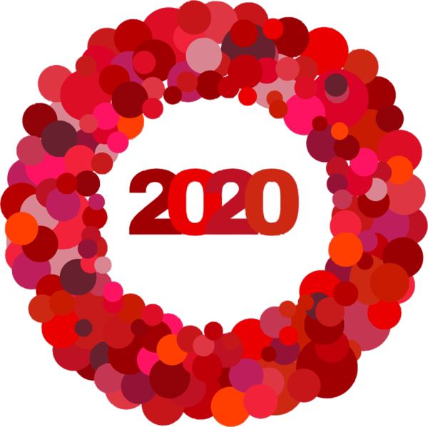 New Year Red Circle Heart For Happy 2020 2020 Transparent PNG Image