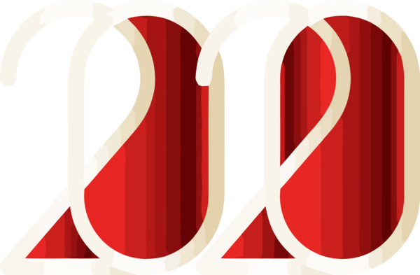 New Years 2020 Red Font Logo For Happy Year Themes Transparent PNG Image