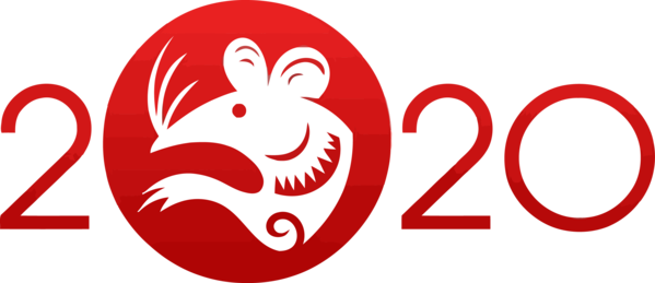 New Year Red Logo Sticker For Happy 2020 Holiday Transparent PNG Image