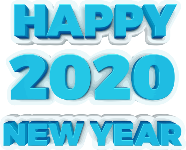 New Year Text Aqua Turquoise For Happy 2020 Activities Transparent PNG Image