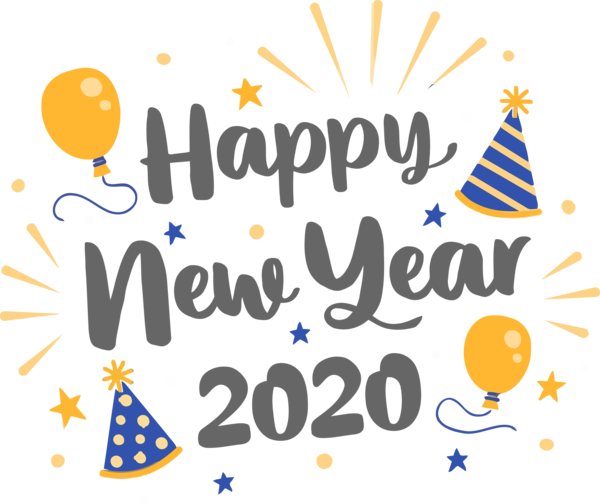 New Year 2020 Text Font Celebrating For Happy Goals Transparent PNG Image