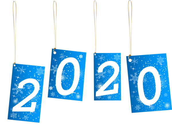 New Year 2020 Text Font Electric Blue For Happy Greeting Cards Transparent PNG Image