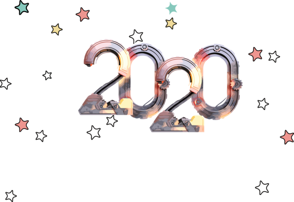 New Year Text Font For Happy 2020 Celebration 2020 Transparent PNG Image