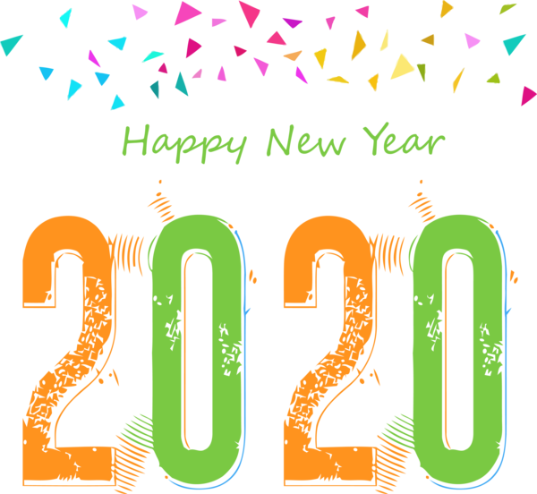 New Year Text Font Line For Happy 2020 Eve Party 2020 Transparent PNG Image