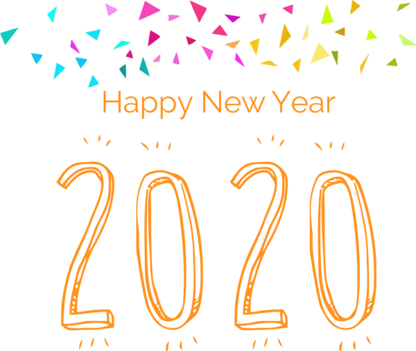 New Year Text Font Line For Happy 2020 Day 2020 Transparent PNG Image